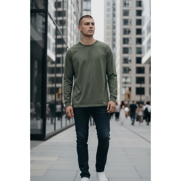 Duluth Trading Co Longtail T Shirt Long Sleeve Large Green Shirt - Picture 1 of 5